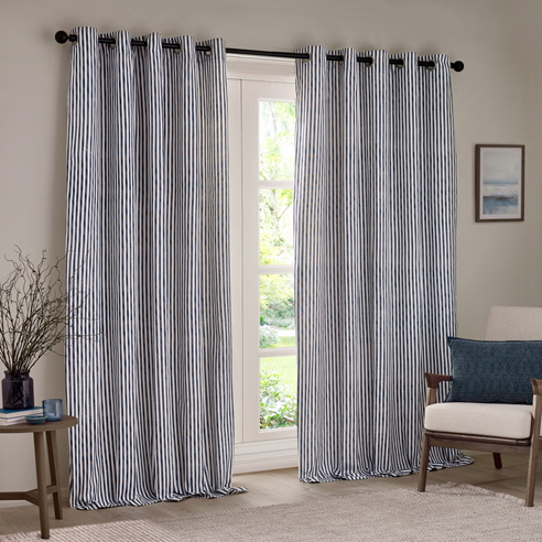 Hebden Eyelet, Navy - Ready Made Curtains - Image 3